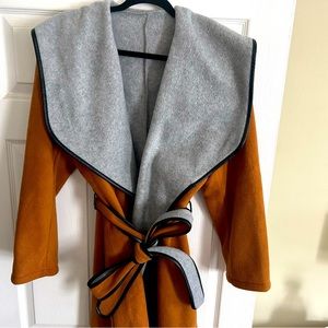 Women’s  SHEIN 1Xl fleece tie jacket with faux trim